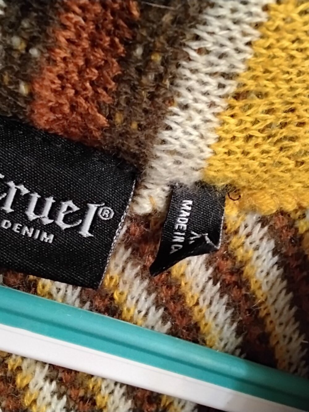 Cruel Mustard Yellow Aztec Print Sweater Duster Cardigan XL Long - Picture 7 of 9